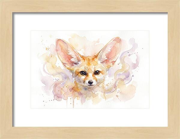 Fennec Fox Watercolor Portrait