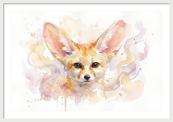 Fennec Fox Watercolor Portrait