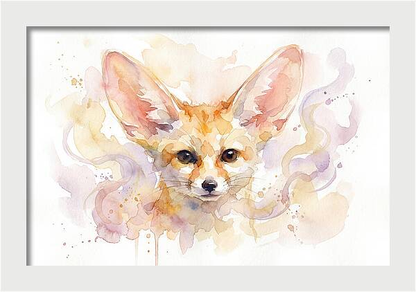 Fennec Fox Watercolor Portrait