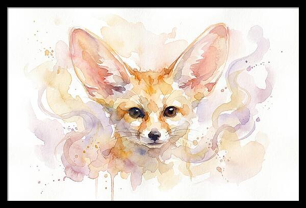 Fennec Fox Watercolor Portrait