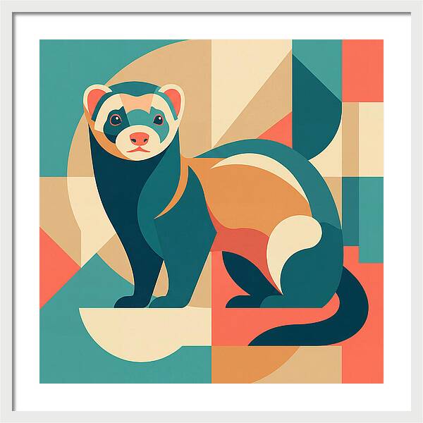 Ferret In Abstract Colors