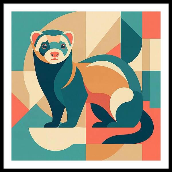 Ferret In Abstract Colors
