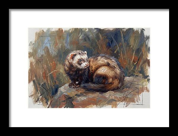 Ferret In Natures Embrace