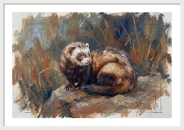 Ferret In Natures Embrace