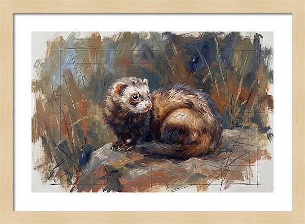 Ferret In Natures Embrace