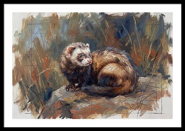 Ferret In Natures Embrace