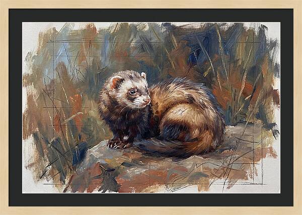 Ferret In Natures Embrace