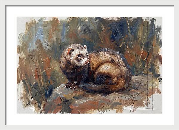 Ferret In Natures Embrace