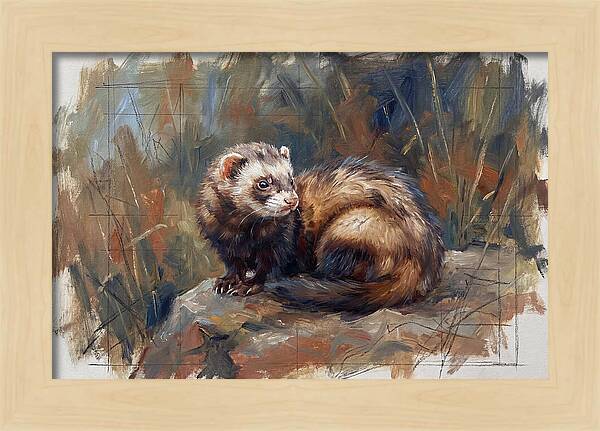 Ferret In Natures Embrace