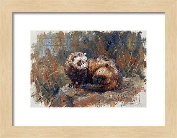 Ferret In Natures Embrace