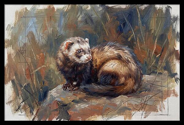 Ferret In Natures Embrace