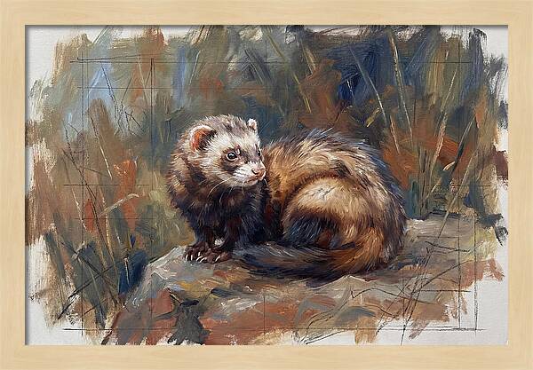 Ferret In Natures Embrace