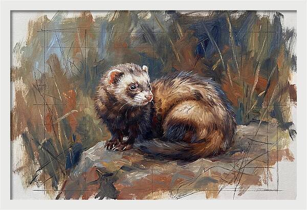Ferret In Natures Embrace