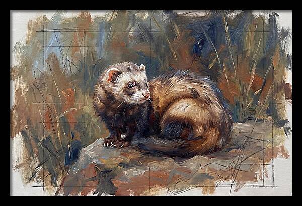 Ferret In Natures Embrace
