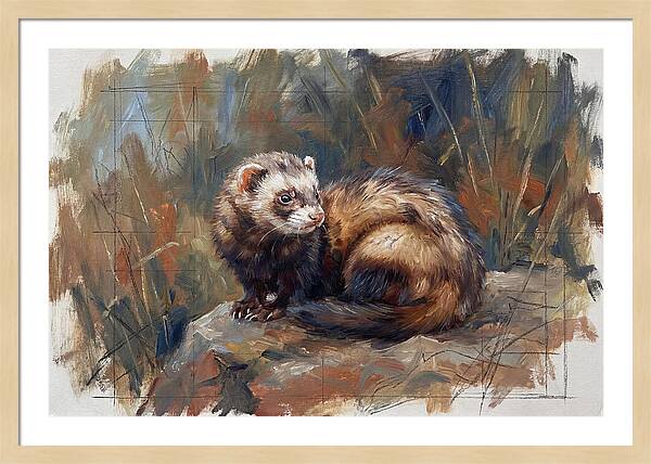 Ferret In Natures Embrace