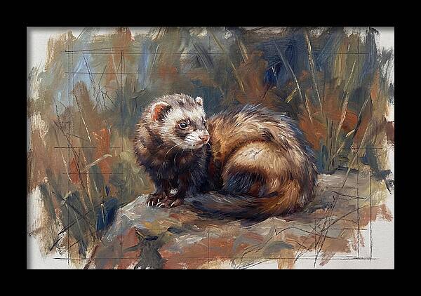 Ferret In Natures Embrace