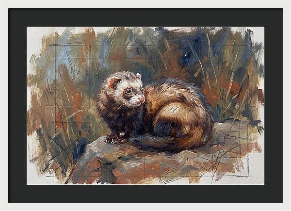 Ferret In Natures Embrace