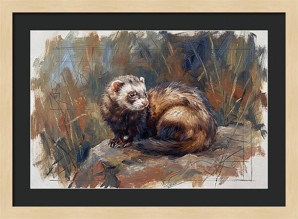 Ferret In Natures Embrace