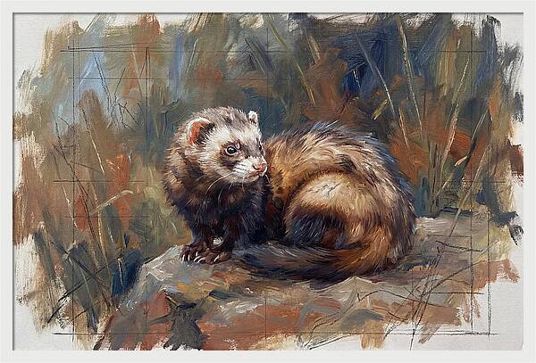 Ferret In Natures Embrace