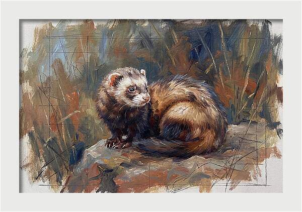 Ferret In Natures Embrace