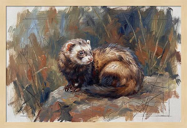Ferret In Natures Embrace