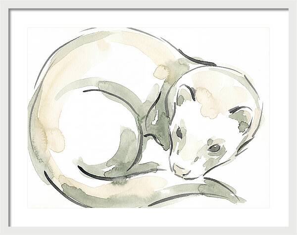 Ferret In Watercolor Elegance