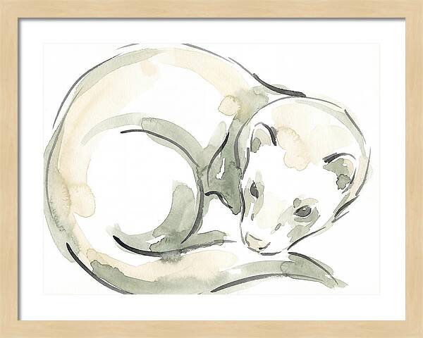 Ferret In Watercolor Elegance
