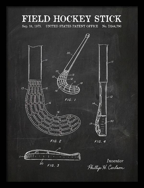 Field Hockey Stick Chalkboard Patent Usd244790s