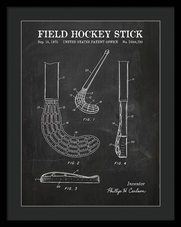Field Hockey Stick Chalkboard Patent Usd244790s