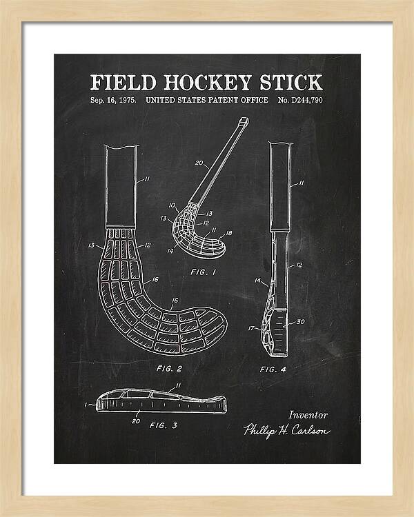 Field Hockey Stick Chalkboard Patent Usd244790s