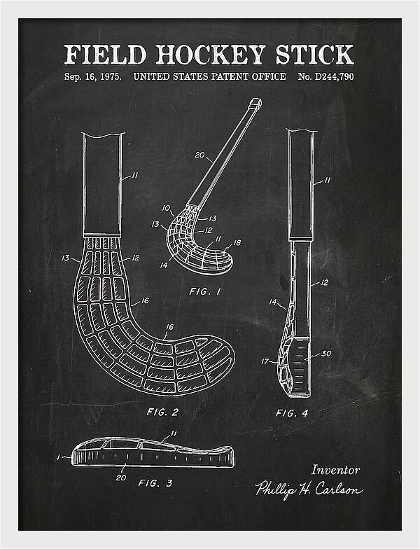 Field Hockey Stick Chalkboard Patent Usd244790s