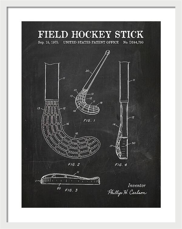 Field Hockey Stick Chalkboard Patent Usd244790s