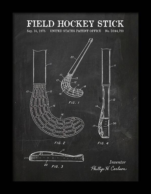 Field Hockey Stick Chalkboard Patent Usd244790s