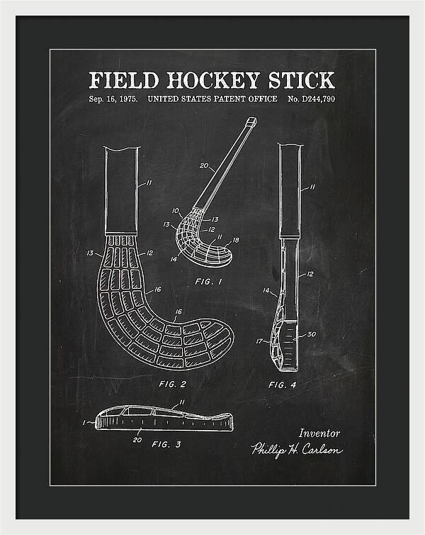 Field Hockey Stick Chalkboard Patent Usd244790s