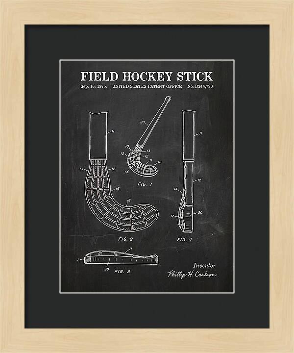 Field Hockey Stick Chalkboard Patent Usd244790s