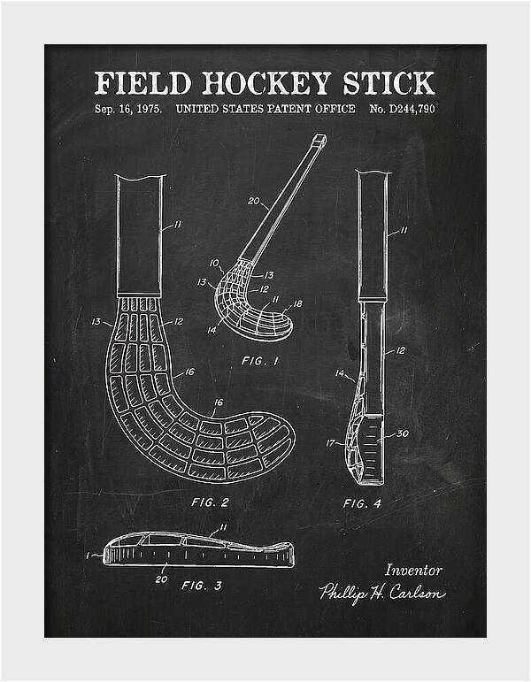 Field Hockey Stick Chalkboard Patent Usd244790s