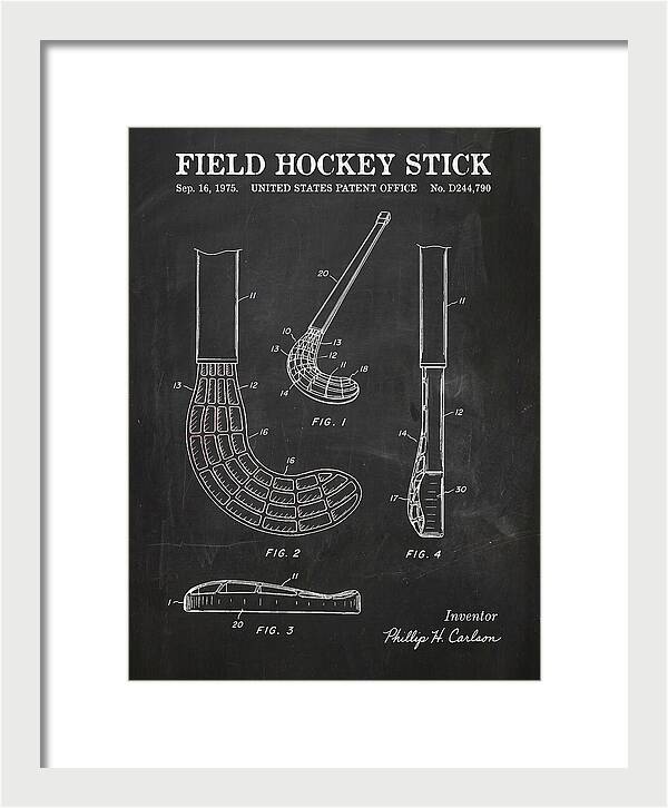 Field Hockey Stick Chalkboard Patent Usd244790s