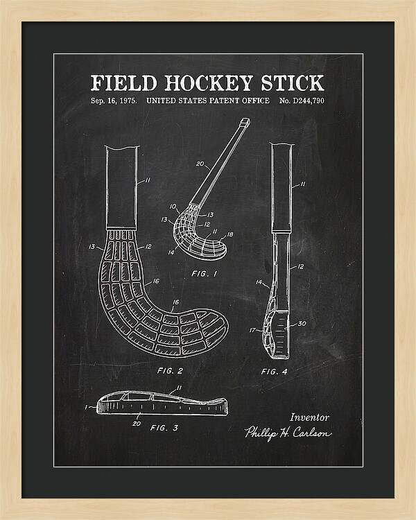 Field Hockey Stick Chalkboard Patent Usd244790s