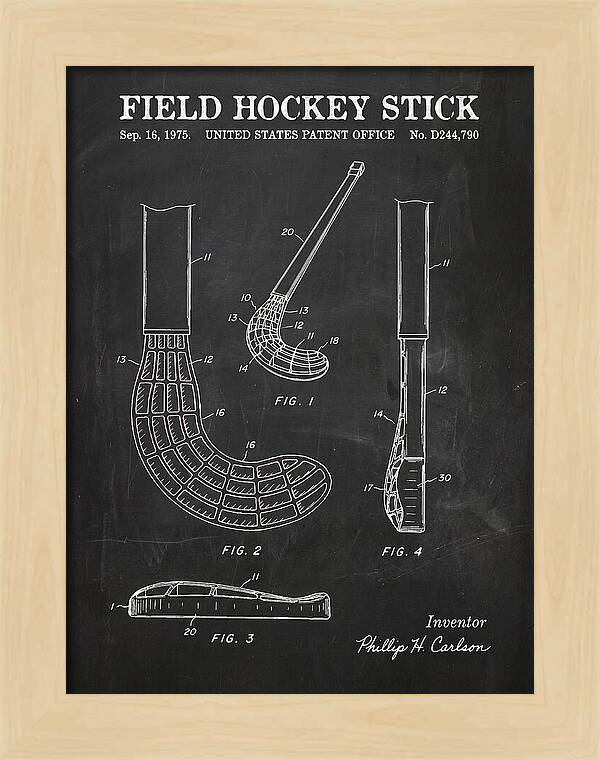 Field Hockey Stick Chalkboard Patent Usd244790s