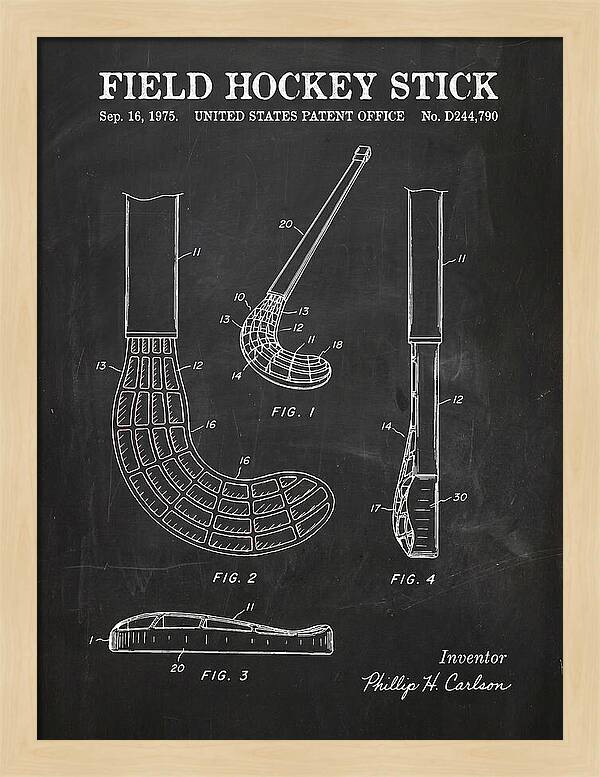 Field Hockey Stick Chalkboard Patent Usd244790s