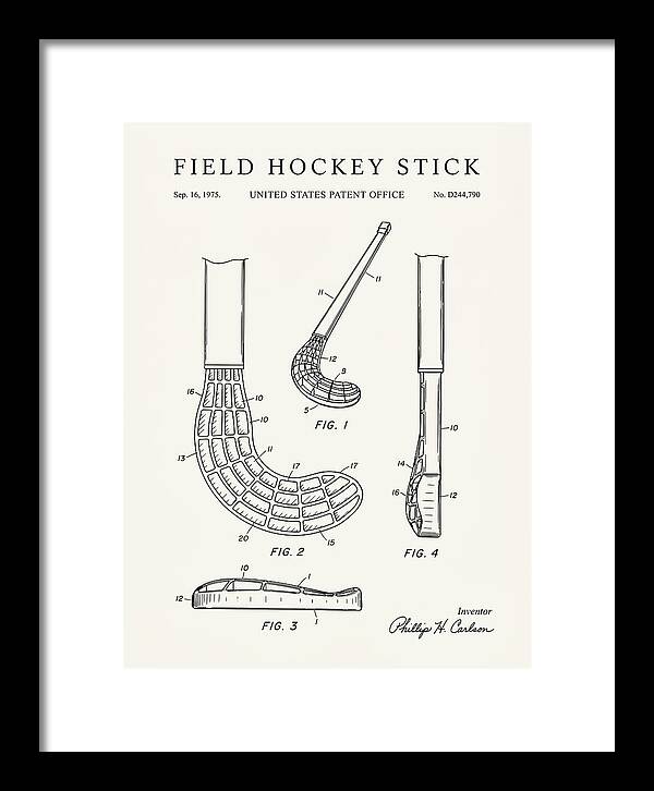 Field Hockey Stick Minimalist Patent Usd244790s