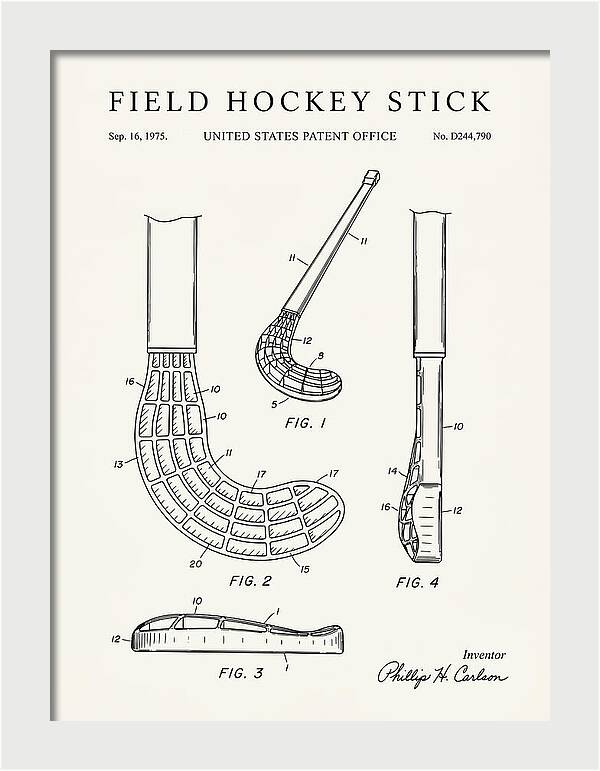 Field Hockey Stick Minimalist Patent Usd244790s