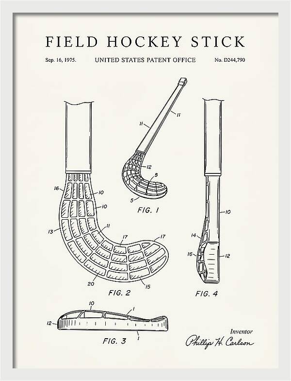 Field Hockey Stick Minimalist Patent Usd244790s