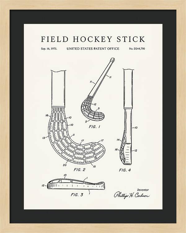 Field Hockey Stick Minimalist Patent Usd244790s