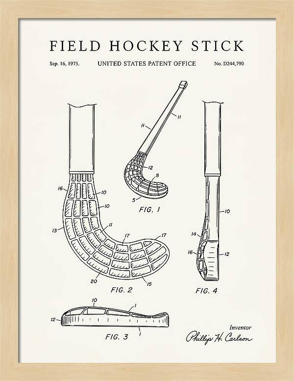 Field Hockey Stick Minimalist Patent Usd244790s