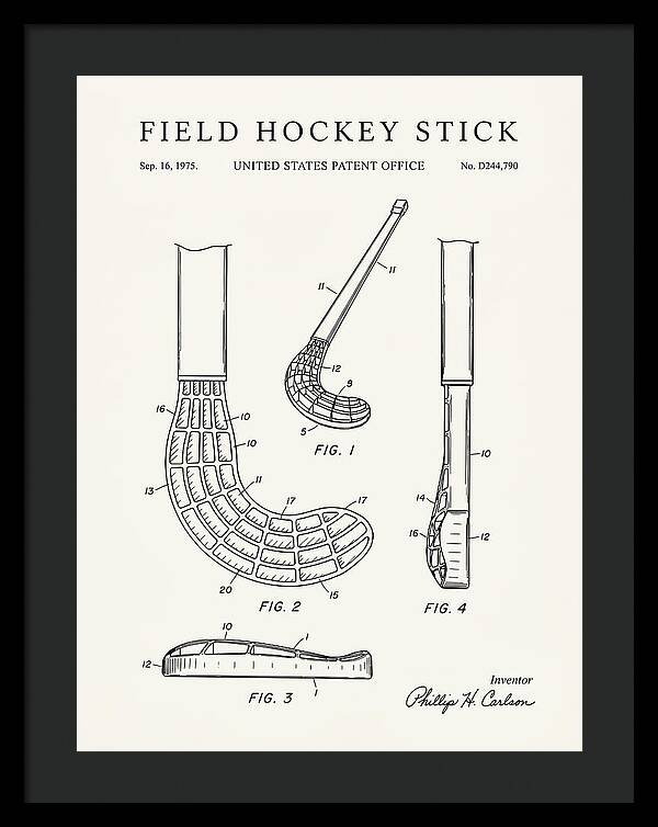 Field Hockey Stick Minimalist Patent Usd244790s