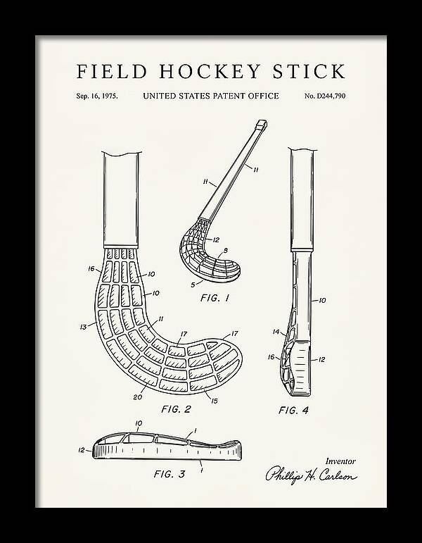 Field Hockey Stick Minimalist Patent Usd244790s