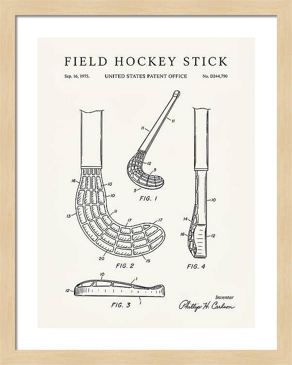 Field Hockey Stick Minimalist Patent Usd244790s
