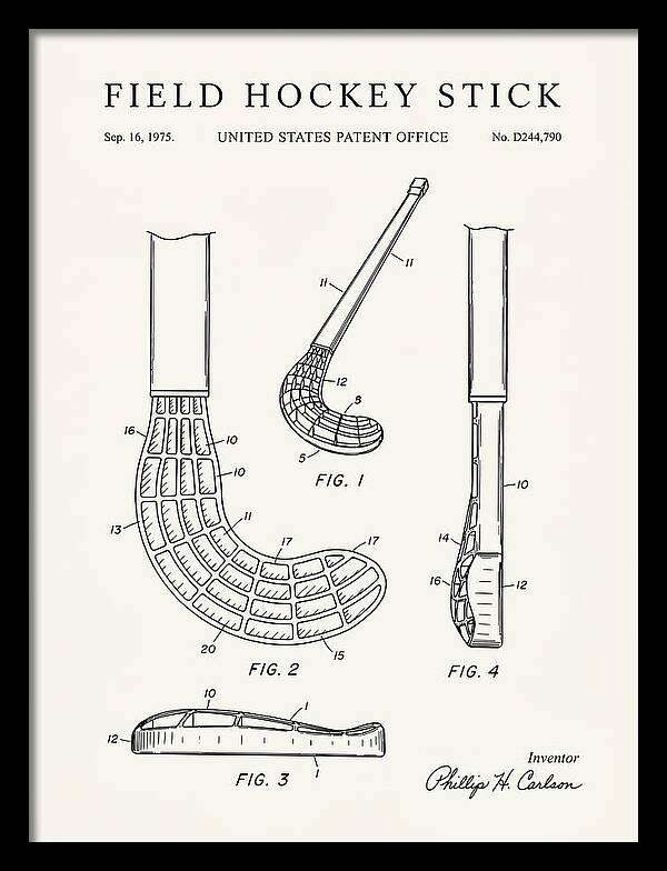Field Hockey Stick Minimalist Patent Usd244790s