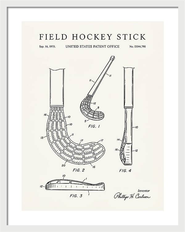 Field Hockey Stick Minimalist Patent Usd244790s